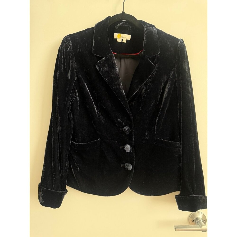 BODEN Deep Blue Velvet Blazer Size US 8 Medium